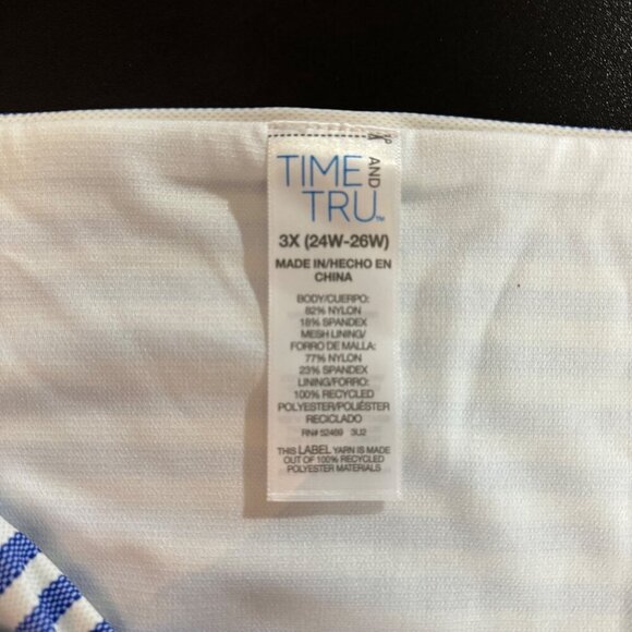 TIME & TRU Mid-Rise‎ Swimsuit Bottoms 3X (24W-26W) Blue Stripe Strappy Sides NEW - Picture 6 of 10